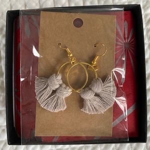 Gold Hoop Tassel Earrings